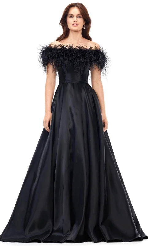 women's sleeveless dressesAshley Lauren 11382 - Feathered Ballgown