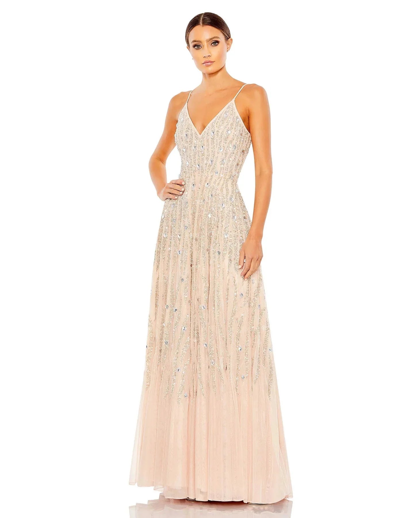 women's apple-shaped body dressesMac Duggal - 93566 Sequin Beaded Tulle Gown