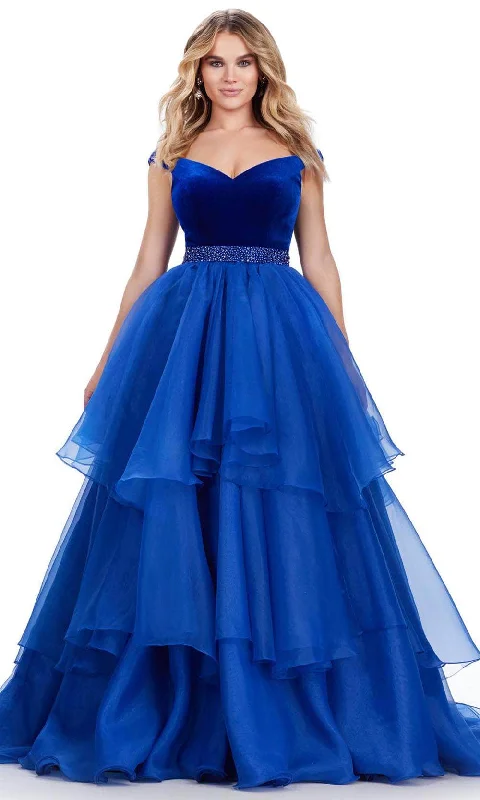 women's body-skimming dressesAshley Lauren 11563 - Off-Shoulder Fitted Ballgown