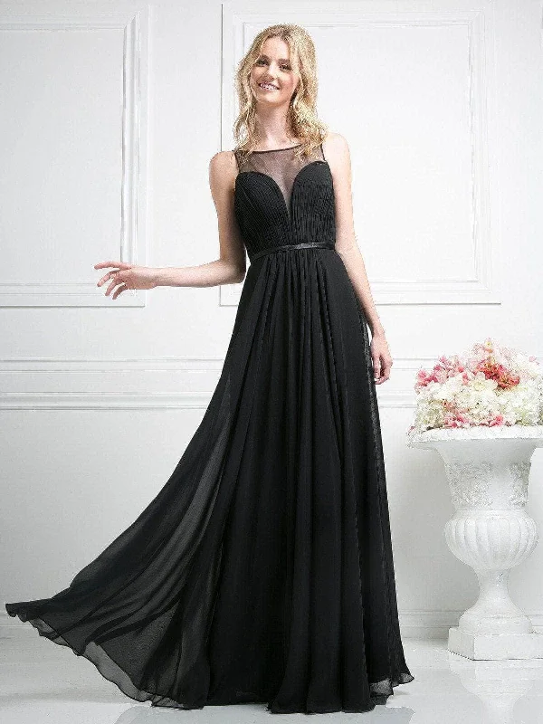 women's beach dressesLadivine 7458 - Sheer Neckline Chiffon Gown