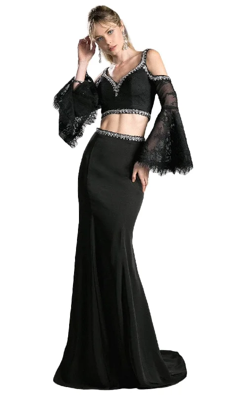 women's lace-up dressesLadivine 13114 - Embellished Two-Piece Fitted Gown