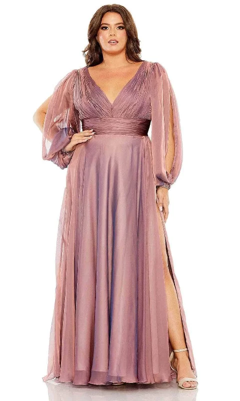 women's body-skimming dressesMac Duggal 68431 - Puff Sleeve Beaded Gown