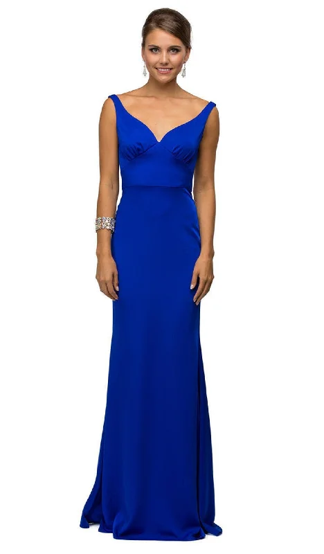 women's hourglass figure dressesDancing Queen - 9609 V-Neck Wide Waistband  Evening Dress