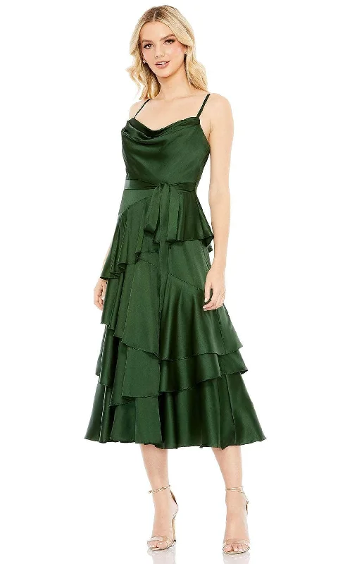 women's silk dressesIeena Duggal 68300 - Cowl Neck Tea-Length Evening Dress