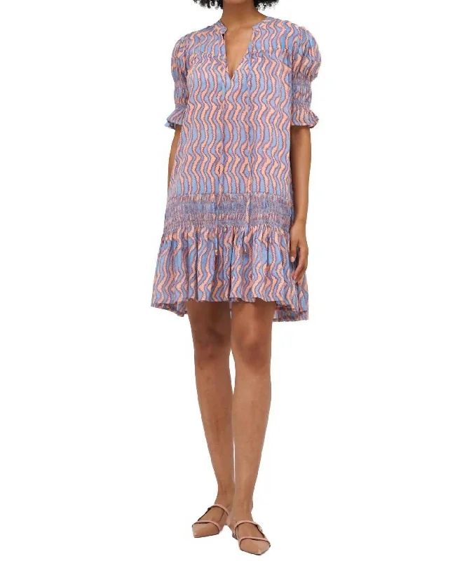 women's cocktail dressesSmocked Drop Mini Dress In Sierra Blue