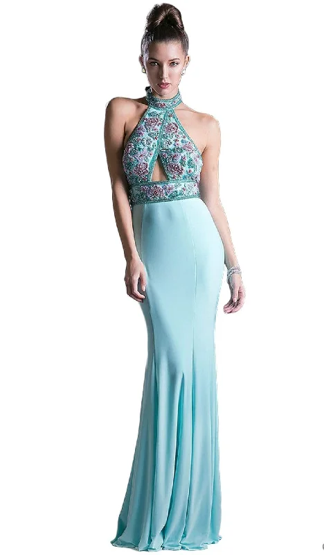 women's beach dressesCinderella Divine - Embellished High Halter Evening Dress