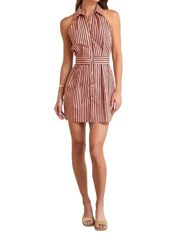 women's minimalist dressesDomino Mini Dress In Oxblood Stripe