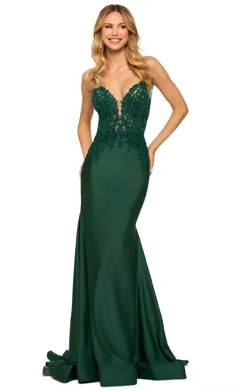 women's made-to-order dressesSherri Hill 55340 - V-Neck Tie Back Jersey Evening Gown