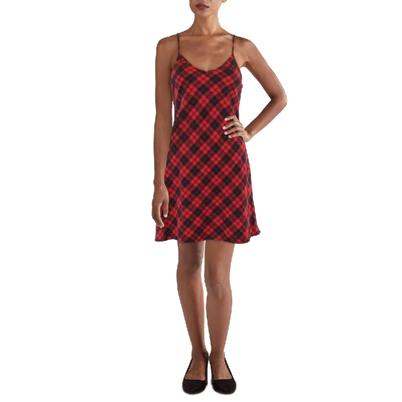 women's petite dressesWomens Plaid Mini Slip Dress