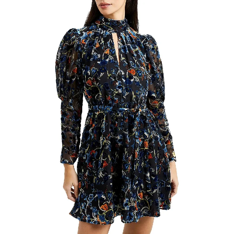 women's affordable dressesAvery Womens Velvet Floral Mini Dress