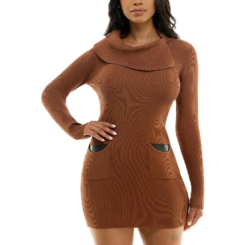 women's club dressesJuniors Womens Ribbed Mini Sweaterdress