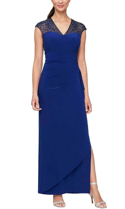 women's mini dressesAlex Evenings - 84351585 Cap Sleeve V-Neck Long Dress