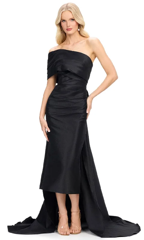 women's lace dressesAshley Lauren 11727 - Asymmetric Evening Gown with Overskirt