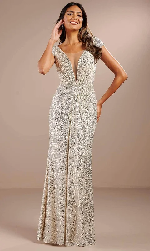 women's cinched-waist dressesChristina Wu Celebration 22209 - Plunging Sequin Evening Gown