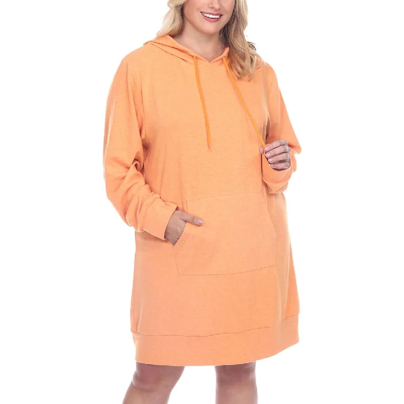 women's mini dressesPlus Womens Hooded Mini Sweatshirt Dress