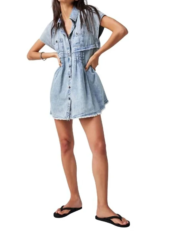 women's unique dressesRonnie Denim Mini Dress In Worn In