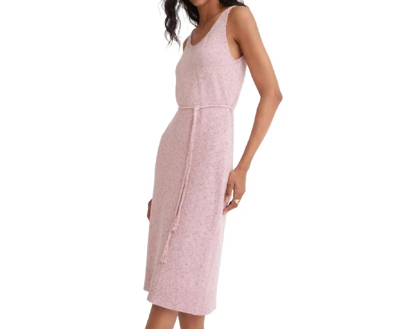 women's stretchy dressesScoop Neck Tank Midi Dress In Pink Melange Knit