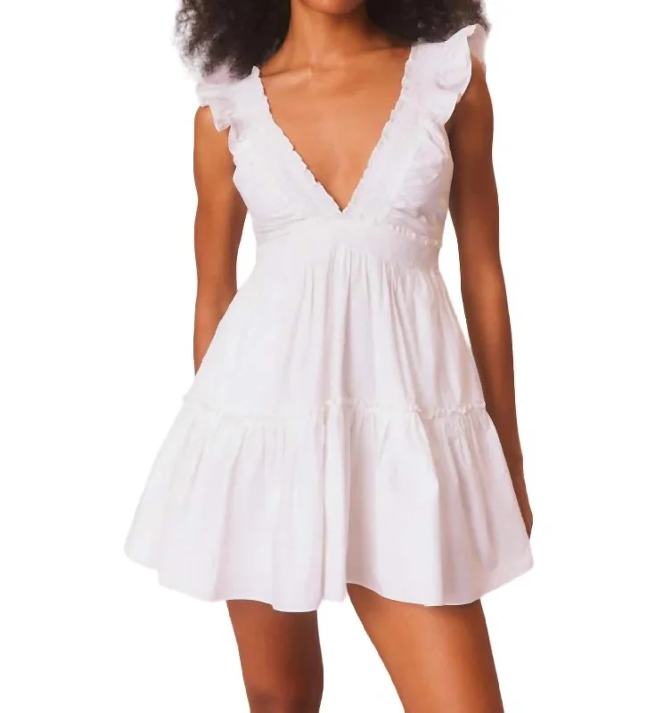 women's hourglass figure dressesPoplar Flutter Sleeve Mini Dress In White