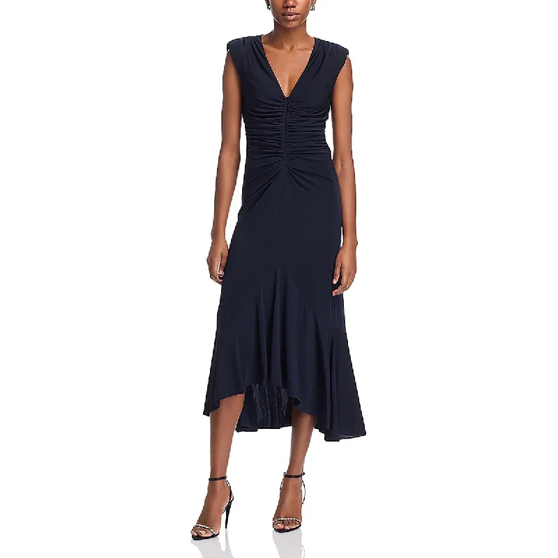 women's everyday dressesWomens V Neck Ruched Midi Dress