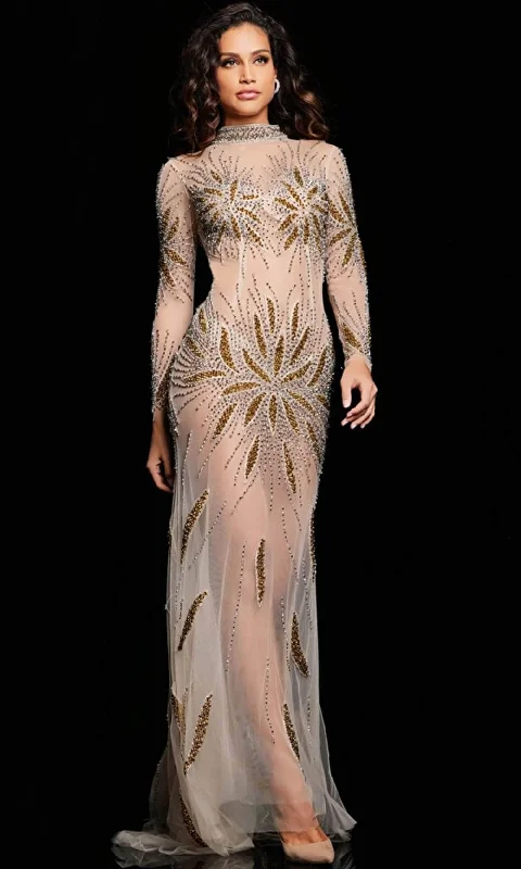 women's custom dressesJovani 26257 - Embroidered Beaded Evening Dress