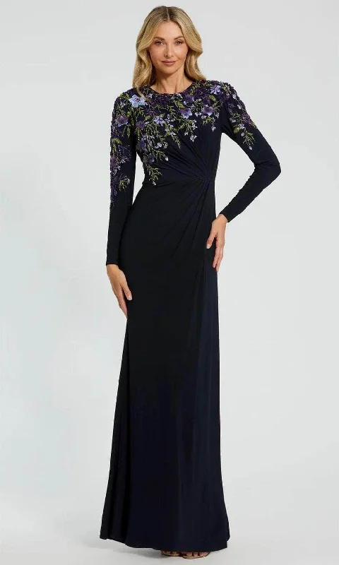 women's lace dressesMac Duggal 11806 - Embroidered Floral High Heck Evening Gown