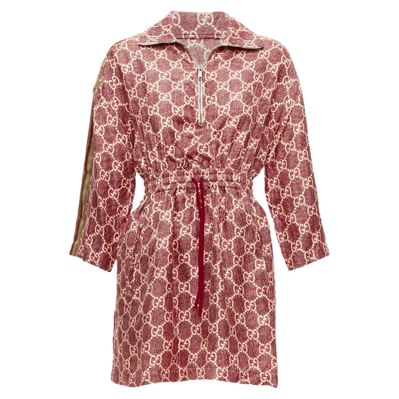 women's limited-edition dressesGucci silk GG Supreme monogram print web trim mini dress