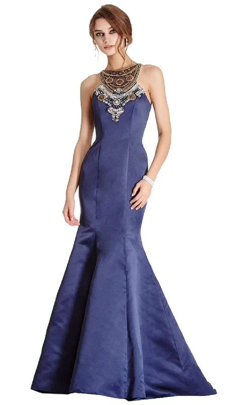 women's fashionable dressesAspeed Design - Ornate Halter Neck Trumpet Evening Gown