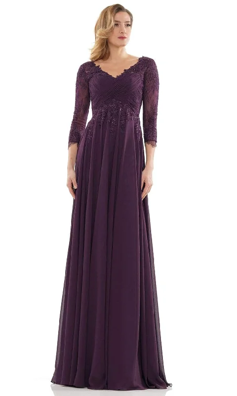 women's everyday dressesMarsoni by Colors - MV1125 V-Neck A-Line Evening Dress