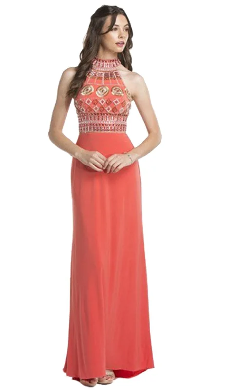 women's ethical fashion dressesTrevi Collection - Multi-Beaded Halter Jersey Evening Dress