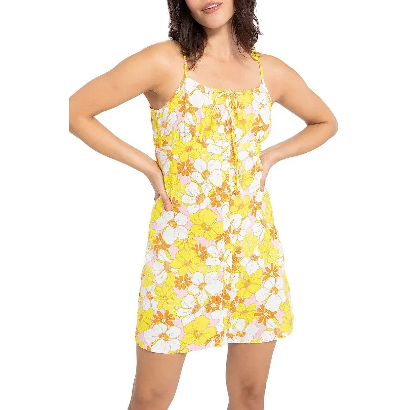 women's stretch dressesWomens Floral Micro-Mini Slip Dress