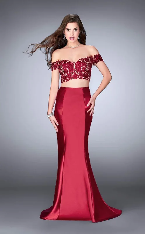 women's unique dressesLa Femme Gigi - 24413 Off-Shoulder Embroidered Long Evening Gown