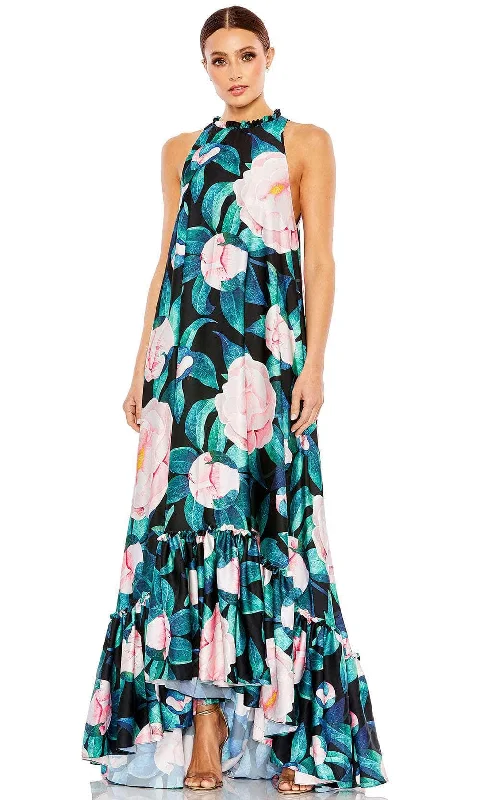 women's party dressesMac Duggal 11406 - Floral Print High Low Evening Gown