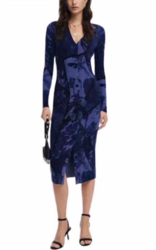 women's fair-trade dressesFloral Midi Dress In Navy/black