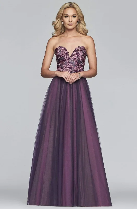 women's fair-trade dressesFaviana - Floral Applique Sweetheart A-line Evening Dress s10023