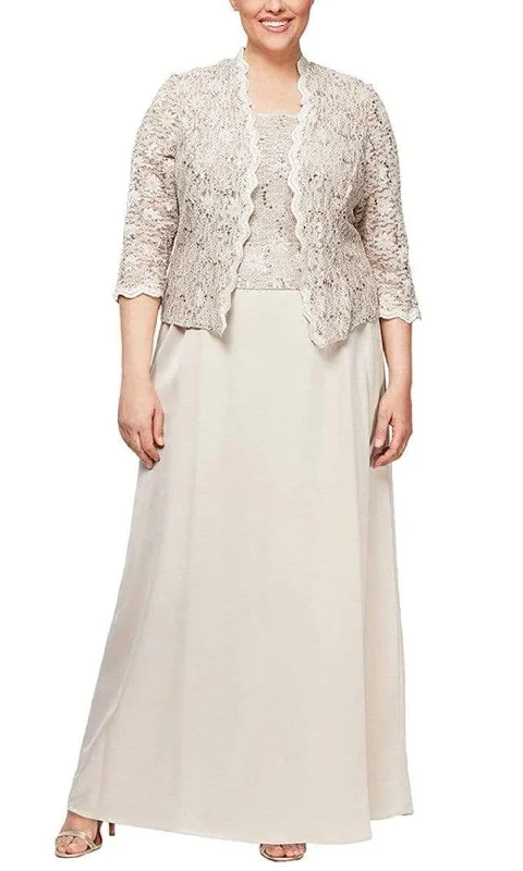 women's everyday dressesAlex Evenings - 4121198 Sequin Lace and Chiffon Dress with Lace Jacket