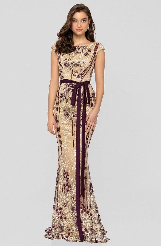 women's handmade dressesTerani Couture - 1911E9115 Floral Embroidered Bateau Evening Dress