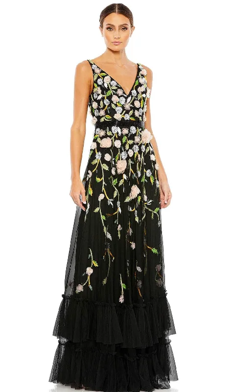 women's easy-to-wear dressesMac Duggal 9171 - Floral Appliqued A-Line Evening Gown