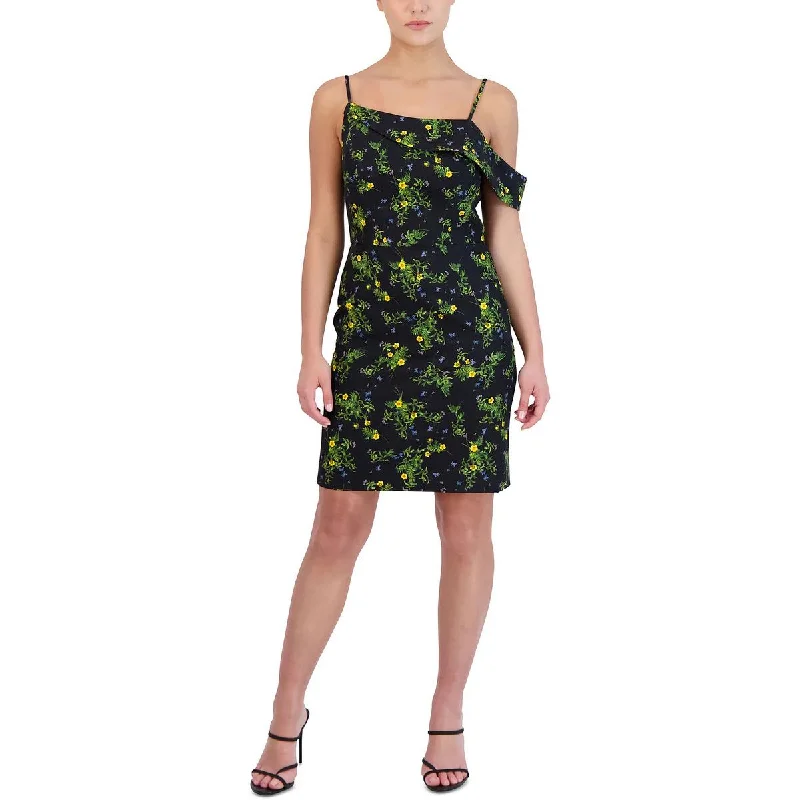 women's velvet dressesWomens Floral Print Mini Sheath Dress