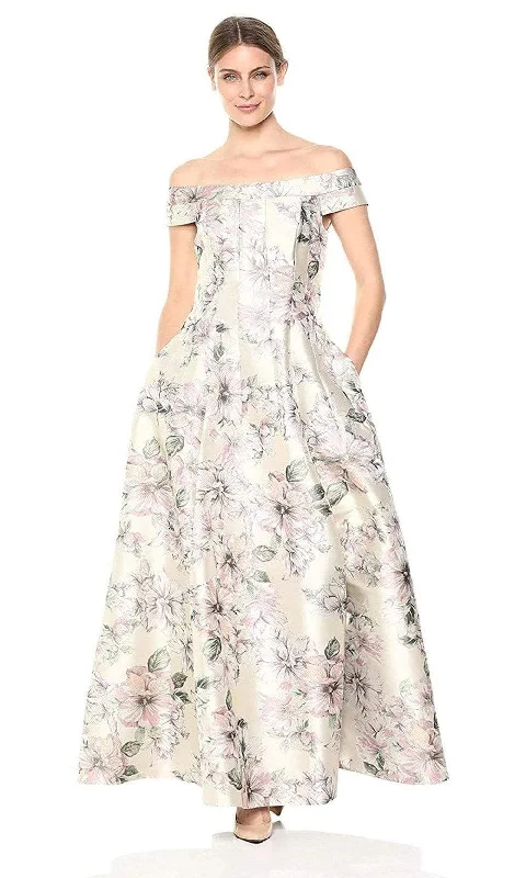 women's versatile dressesEliza J Evening - Floral Printed Off-Shoulder A-line Dress EJ8M8107