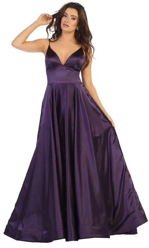 women's wrinkle-resistant dressesMay Queen - MQ1664 V-Neck A-Line Evening Gown