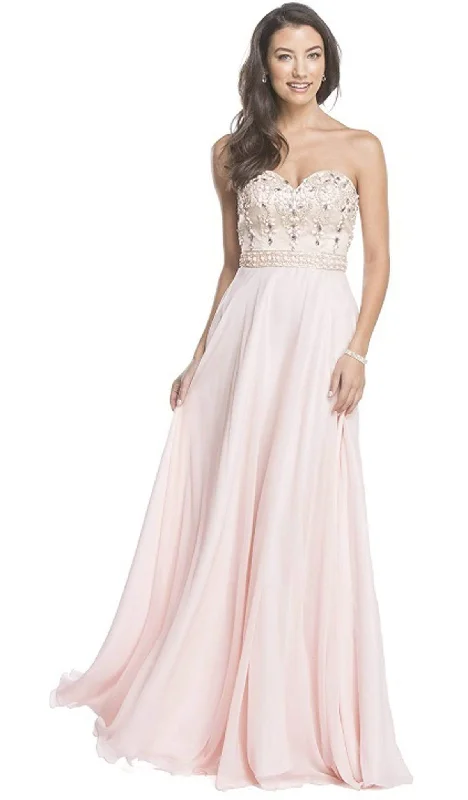 women's ball gown dressesAspeed Design - Beaded Strapless A-Line Evening Dress