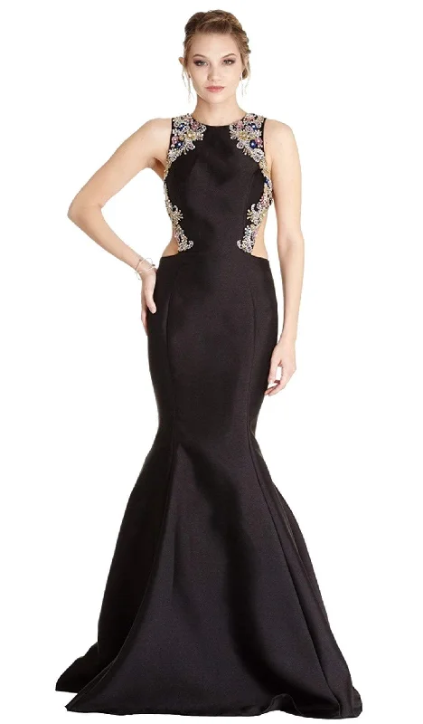 women's bespoke dressesAspeed Design - Embellished Jewel Neck Mermaid Evening Dress