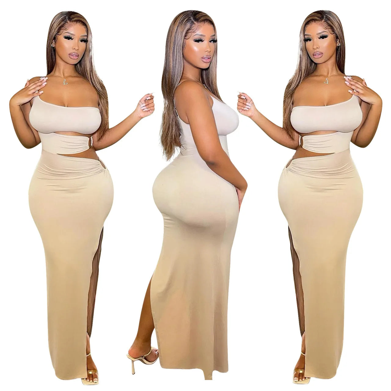 women's stylish dressesSexy Bodycon One Shoulder Cut Out Slit Lady Club Dress Summer Asymmetric Womens Casual Maxi dresses 2022