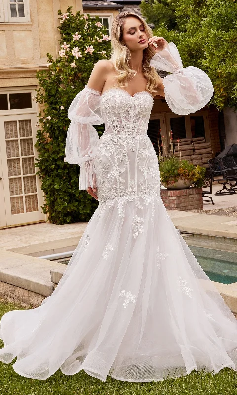 women's maxi dressesPuff Sleeve Mermaid Wedding Gown CD858W