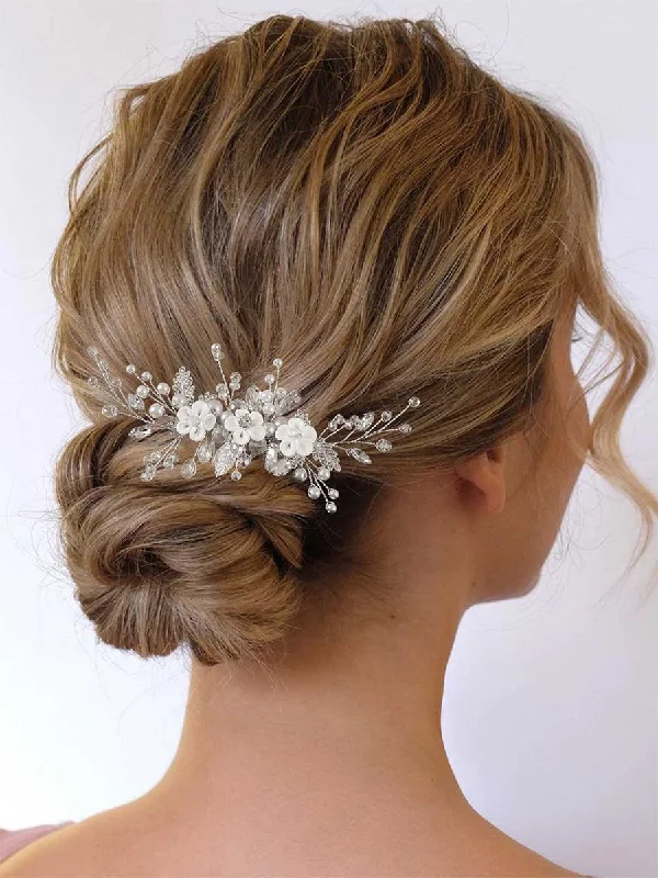 women's glam dressesPearl Flower Crystal Wedding Hair Comb