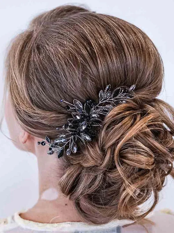 women's luxury dressesRetro Style Black Crystal Wedding Hair Comb