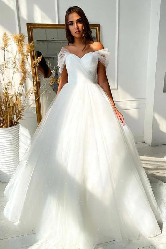 women's wrap dressesBall Gown Off-the-shoulder Wedding Dress Tulle Bridal Dress