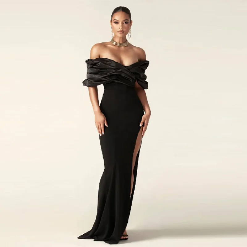 women's unique dressesOff Shoulder Elegant Maxi Bandage Dress PP24114