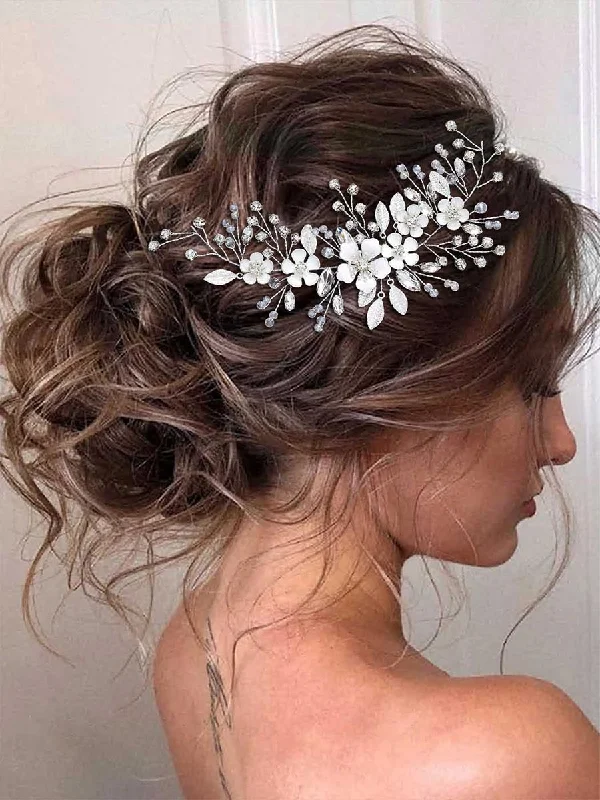 women's sustainable dressesSilver Wedding Vine Flower Crystal Hair Accessories