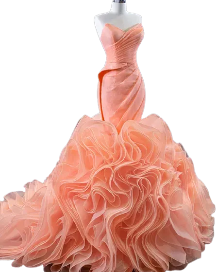 women's fashionable dresseswomen wedding bridal  Peach Sweetheart Sleeveless Elegant Dress